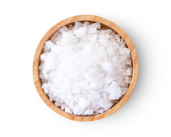 sea salt in a bowl on white